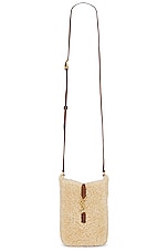Saint Laurent Mini Le 5 A 7 Mini Vertical Bag in Natural Beige & Dark Cigar, view 1, click to view large image.