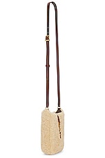 Saint Laurent Mini Le 5 A 7 Mini Vertical Bag in Natural Beige & Dark Cigar, view 4, click to view large image.