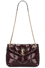 Saint Laurent Medium Puffer Chain Bag in Barolo Red, view 6, click to view large image.