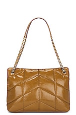 Saint Laurent Medium Puffer Chain Bag in Tabac Brown, view 3, click to view large image.