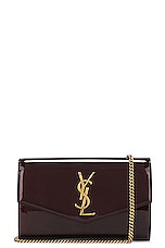 Saint Laurent Uptown Wallet On Chain Bag in Burgundy, view 1, click to view large image.
