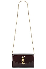 Saint Laurent Uptown Wallet On Chain Bag in Burgundy, view 6, click to view large image.
