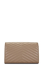 Saint Laurent Cassandre Classic Chain Wallet Bag in Dusty Grey, view 3, click to view large image.