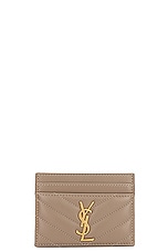 Saint Laurent Cassandre Credit Card Case in Dusty Grey, view 1, click to view large image.