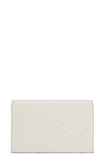Saint Laurent Cassandre Envelope Chain Wallet Bag in Blanc Vintage, view 3, click to view large image.