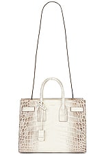 Saint Laurent Small Crocodile Sac De Jour Bag in Gris Glacier, view 1, click to view large image.