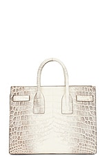 Saint Laurent Small Crocodile Sac De Jour Bag in Gris Glacier, view 3, click to view large image.