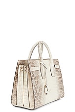 Saint Laurent Small Crocodile Sac De Jour Bag in Gris Glacier, view 4, click to view large image.