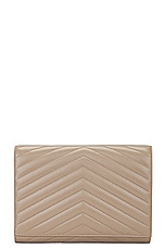 Saint Laurent Cassandre Flap Pouch in Dusty Grey, view 3, click to view large image.