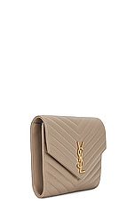 Saint Laurent Cassandre Flap Pouch in Dusty Grey, view 4, click to view large image.