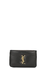 Saint Laurent Calypso Zipped Credit Card Case in Noir, view 1, click to view large image.