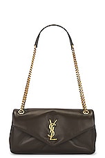 Saint Laurent Calypso Chain Bag in Light Musk, view 1, click to view large image.