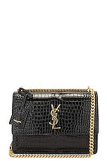 Saint Laurent Medium Sunset Chain Bag in Noir, view 1, click to view large image.