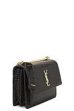 Saint Laurent Medium Sunset Chain Bag in Noir, view 4, click to view large image.