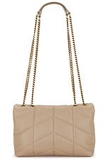 Saint Laurent Toy Puffer Bag in Dark Beige, view 3, click to view large image.