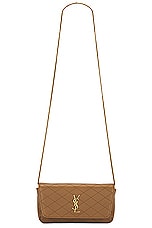 Saint Laurent Gaby Chain Phone Holder Bag in Dark Cork, view 6, click to view large image.