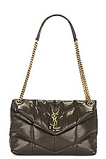 Saint Laurent Small Puffer Chain Bag in Light Musk, view 1, click to view large image.