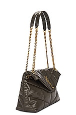 Saint Laurent Small Puffer Chain Bag in Light Musk, view 4, click to view large image.