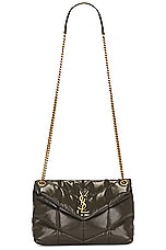 Saint Laurent Small Puffer Chain Bag in Light Musk, view 6, click to view large image.