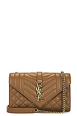 Saint Laurent Small Envelope Chain Bag in Dark Cork, view 1, click to view large image.