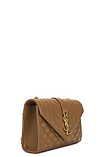 Saint Laurent Small Envelope Chain Bag in Dark Cork, view 4, click to view large image.