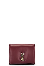 Saint Laurent Calypso Compact Wallet in Rouge Merlot, view 1, click to view large image.