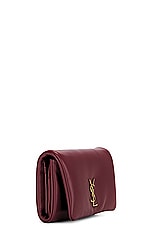 Saint Laurent Calypso Compact Wallet in Rouge Merlot, view 3, click to view large image.