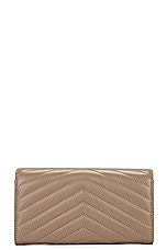 Saint Laurent Large Cassandre Flap Wallet in Dusty Grey, view 2, click to view large image.