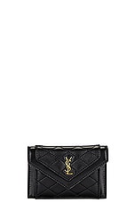 Saint Laurent Gaby Card Case in Noir, view 1, click to view large image.