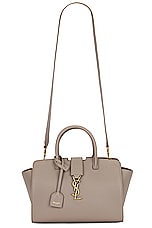 Saint Laurent Baby Downtown YSL Cabas Bag in Greyish Brown, view 1, click to view large image.