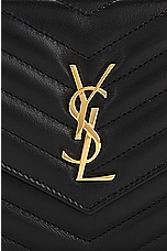 Saint Laurent Cassandre Envelope Chain Wallet Bag in Noir, view 8, click to view large image.