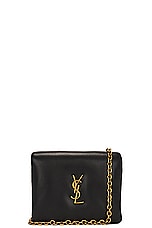 Saint Laurent Calypso Card Case On Chain Bag in Noir, view 1, click to view large image.
