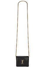 Saint Laurent Calypso Card Case On Chain Bag in Noir, view 6, click to view large image.