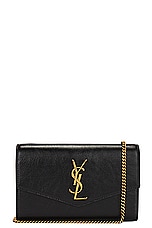 Saint Laurent Uptown Wallet On Chain Bag in Noir, view 1, click to view large image.