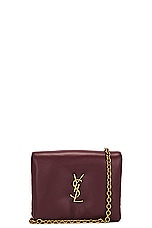 Saint Laurent Calypso Card Case On Chain Bag in Rouge Merlot, view 1, click to view large image.