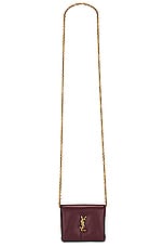 Saint Laurent Calypso Card Case On Chain Bag in Rouge Merlot, view 6, click to view large image.