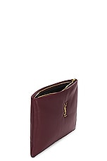 Saint Laurent Large Calypso Zipped Pouch in Rouge Merlot, view 5, click to view large image.