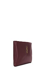 Saint Laurent Small Calypso Zipped Pouch in Rouge Merlot, view 4, click to view large image.