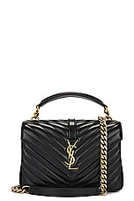Saint Laurent Medium College Chain Bag in Noir, view 1, click to view large image.