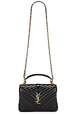 Saint Laurent Medium College Chain Bag in Noir, view 6, click to view large image.
