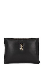Saint Laurent Large Calypso Zipped Pouch in Noir, view 1, click to view large image.
