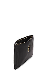 Saint Laurent Large Calypso Zipped Pouch in Noir, view 5, click to view large image.