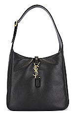 Saint Laurent Small Le 5 A 7 Padded Hobo Bag in Noir, view 1, click to view large image.