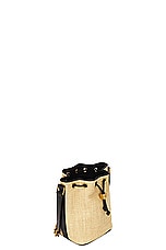 Saint Laurent Seau Raffia Bucket Bag in Naturel & Black, view 5, click to view large image.