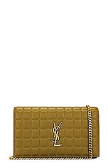 Saint Laurent Cassandre Classic Chain Wallet Bag in Vert Olive, view 1, click to view large image.