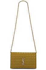 Saint Laurent Cassandre Classic Chain Wallet Bag in Vert Olive, view 6, click to view large image.