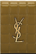 Saint Laurent Cassandre Classic Chain Wallet Bag in Vert Olive, view 8, click to view large image.