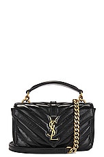 Saint Laurent Mini College Chain Bag in Noir, view 1, click to view large image.