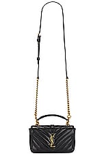 Saint Laurent Mini College Chain Bag in Noir, view 6, click to view large image.