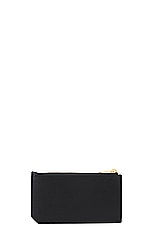 Saint Laurent Zipped Fragments Card Case in Noir, view 2, click to view large image.